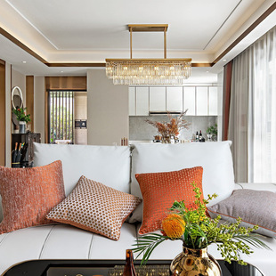 橘色抱枕套轻奢美式沙发靠枕客厅高档样板间装饰奢华靠包床上