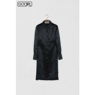 同款GOGIRL 2021秋设计感丝滑缎面气质连衣裙女GRN3L02