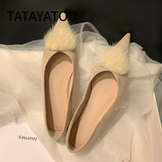 tatayatou他她丫头尖头单鞋，女2022小香风，软底浅口平底鞋瓢鞋