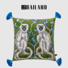 百澜家居yh080蓝绿色猴中国风客厅沙发靠垫中式复古抱枕床头靠枕