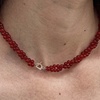 自制高货红玛瑙石双层麻花，缠绕项链s925银扣小众，时髦精复古锁骨链