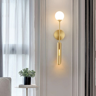 全铜轻奢壁灯客厅创意欧式现代简约电视背景墙，灯led卧室床头壁灯