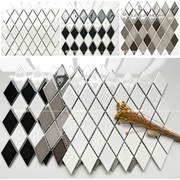 北欧风黑白菱形，陶瓷马赛克厨房卫生间墙砖，简约咖啡色背景墙瓷砖