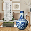 定制景德镇陶瓷器花瓶现代中式手绘仿古青花瓷，双龙戏珠天球花瓶
