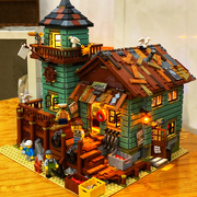 渔夫小屋积木建筑街景3D立体房子模型成人高难度拼装玩具男孩礼物