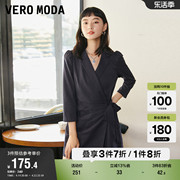 Vero Moda奥莱春秋通勤腰部褶皱蝴蝶结格纹时尚连体短裤女