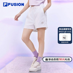 filafusion斐乐潮牌梭织，白色短裤女2024夏季休闲运动五分裤