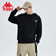Kappa卡帕套头帽衫男运动卫衣休闲印花长袖针织外套