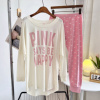 春夏pink睡衣莫代尔棉长袖薄款外贸韩版宽松日系家居服空调房套装