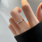 纯银戒指女小众设计素圈轻奢2022潮高级感食指戒时尚个性单戒