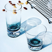 日式创意雪山杯家用富士山玻璃杯 墨水蓝冰山杯柠檬杯玻璃饮料杯
