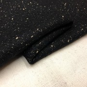 法国定制金丝黑色编织羊毛粗纺花呢布料大衣，进口服装手工diy面料