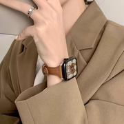 UHADA适用applewatchs9表带iwatch高定皮质小蛮腰原创苹果手表表带皮质款创意8/7/6/5/4高级女生手表表带