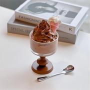 法式复古ins高脚玻璃杯小甜品碗冰激凌杯布丁酸奶杯雪糕冰淇淋杯