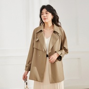 春装女2024年女韩版设计感不对称宽松休闲气质中长款风衣外套