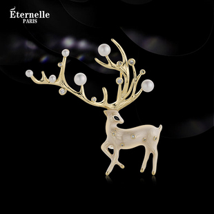 法国Eternelle原创设计圣诞麋鹿胸针高档个性高级感胸花生日礼物