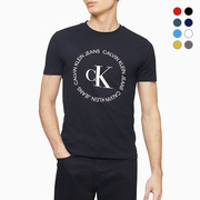 Calvin Klein男士短袖T恤2023夏季CK纯色印花圆领纯棉打底衫