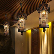 异丽东南亚风格手工木雕，吊灯泰式客厅spa会所，玄关走廊灯具装饰品