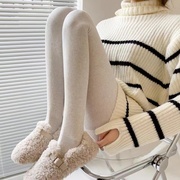 秋冬季燕麦白色连裤袜加厚加绒日系米白色打底裤，保暖踩脚白丝袜(白丝袜)女