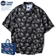 NASA GAVK 2023春秋季夏季男女同款短袖情侣衬衫潮牌运动上衣