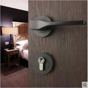 美式铜锁黑色纯铜门锁欧式仿古室内分体锁卧室房门静音门锁ME0607