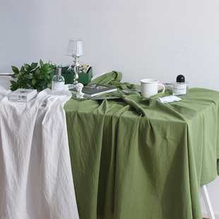 春夏款牛油果绿白绿色花艺甜品台桌布小红薯INS家居民宿装饰台布