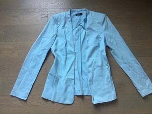 外贸原单波兰品牌re*served天蓝色棉质，长袖西服外套修身收腰经典