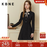 黑色连衣裙女针织毛衣裙(毛衣裙)kbne2023冬装，小个子今年流行裙子