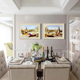 网红餐厅高端欧式装饰画水果单幅饭厅横版画现代简约客厅壁画油画