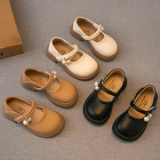 女童皮鞋2023春秋儿童鞋子，小女孩公主鞋软底，豆豆鞋中大童单鞋