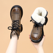 东北大棉鞋羊毛雪地，靴女冬季皮毛一体加厚加绒短靴真皮马丁靴棉靴