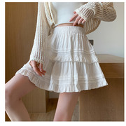 2024夏季法式纯色小个子纯棉，白色半身裙短裙，层层蛋糕裙蓬蓬裙