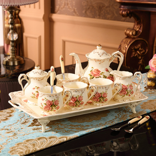 欧式咖啡具套装带托盘，英式下午茶茶具，家用陶瓷花茶咖啡杯高档奢华