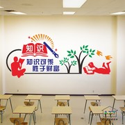 校园学校文化墙贴教室后墙阅览室图书馆背景装饰墙贴知识胜于财富