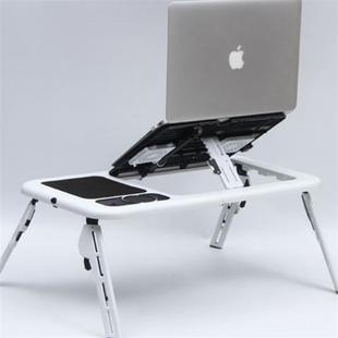 多功能可携式折叠床上用笔记本电脑桌懒人桌子带双风扇散热器支架