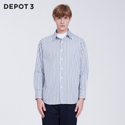 DEPOT3 男装衬衫 国内原创设计品牌 轻量浅色条纹宽松长袖衬衫