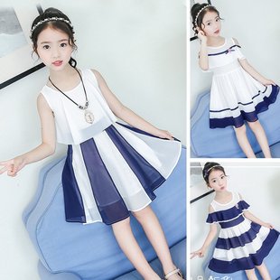 女童连衣裙2023雪纺儿童装洋气夏装中大童夏季女学生韩版裙子