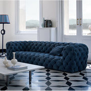 美式新古典布艺拉扣沙发大户型后现代别墅 样板房三人四人位沙发