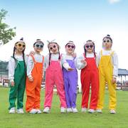 儿童啦啦队演出服小学生运动会糖果，色背带裤服装，幼儿园合唱表演服