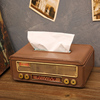 美式复古收音机纸巾盒家用客厅，茶几抽纸盒，创意高档铁艺装饰品摆件