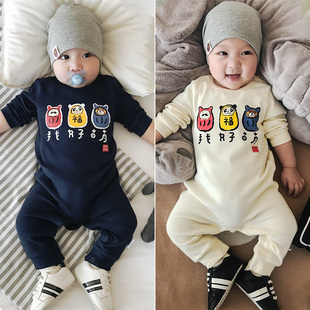 男婴儿连体衣服套装女宝宝，春秋睡衣秋装秋衣纯棉0一1岁半秋季秋款
