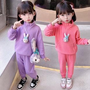 女宝宝春秋套装1-5岁女童3洋气时髦运动春装小女孩休闲两件套