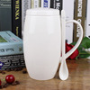 超大容量 大尺寸骨瓷水杯子马克杯带盖勺牛奶杯茶杯办公室陶瓷