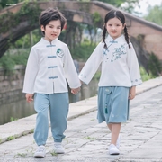 童装儿童夏季中国风短袖唐装套装男童汉服中式古装演出服两件套男