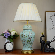 景德镇陶瓷台灯铜卧室床头灯新中式美式客厅青瓷浪漫暖光装饰灯具