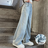 女童裤子夏季薄款2024女大童时尚，洋气天丝直筒，阔腿儿童牛仔裤