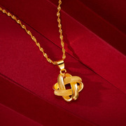 18k金项链女款沙金黄金镀金吊坠，链彩金白金玫瑰，金锁骨(金锁骨)足金