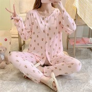 。月子服夏季薄款产后冰丝莫代尔夏款孕妇睡衣产妇喂奶衣家居服套