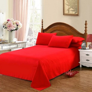 床单单件婚庆大红色1.8米双人，被单布单人床1.5m网红1.2结婚床用品