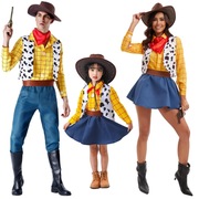  万圣节COSPLAY玩具总动员胡迪童女牛仔服装舞会表演亲子套装